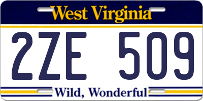 WV license plate 2ZE509
