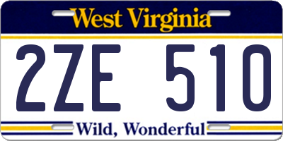 WV license plate 2ZE510