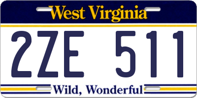 WV license plate 2ZE511