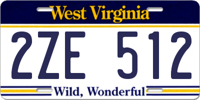 WV license plate 2ZE512