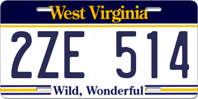 WV license plate 2ZE514