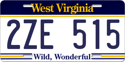 WV license plate 2ZE515