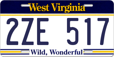 WV license plate 2ZE517