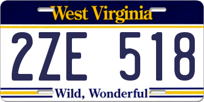 WV license plate 2ZE518