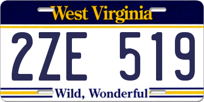 WV license plate 2ZE519