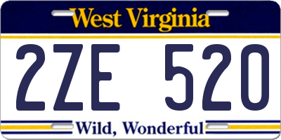 WV license plate 2ZE520