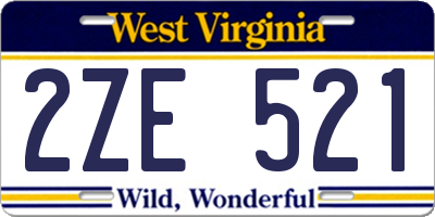 WV license plate 2ZE521