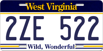 WV license plate 2ZE522