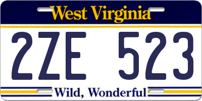 WV license plate 2ZE523