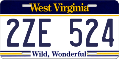 WV license plate 2ZE524