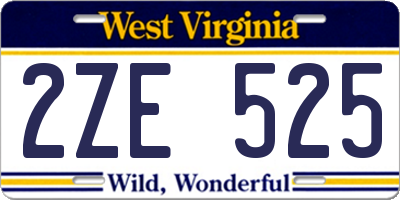 WV license plate 2ZE525