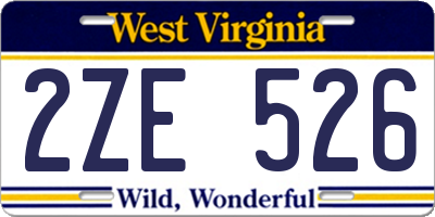 WV license plate 2ZE526