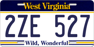 WV license plate 2ZE527