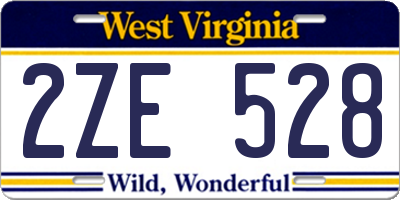WV license plate 2ZE528