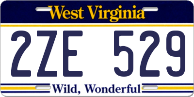 WV license plate 2ZE529