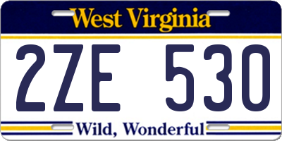 WV license plate 2ZE530