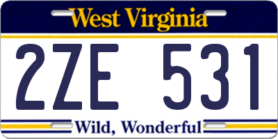 WV license plate 2ZE531
