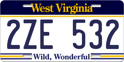 WV license plate 2ZE532