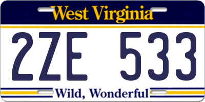 WV license plate 2ZE533