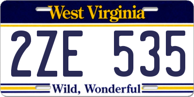 WV license plate 2ZE535