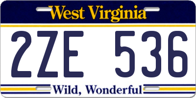 WV license plate 2ZE536