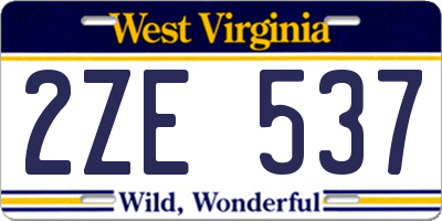 WV license plate 2ZE537