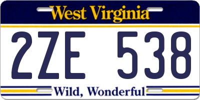 WV license plate 2ZE538