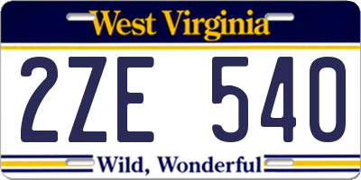 WV license plate 2ZE540