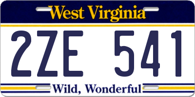 WV license plate 2ZE541