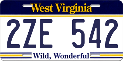 WV license plate 2ZE542