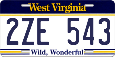 WV license plate 2ZE543
