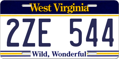 WV license plate 2ZE544
