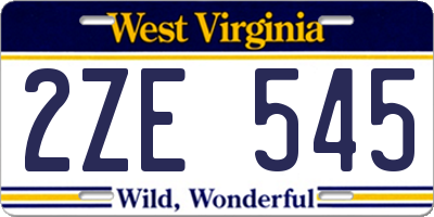 WV license plate 2ZE545
