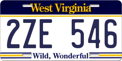 WV license plate 2ZE546