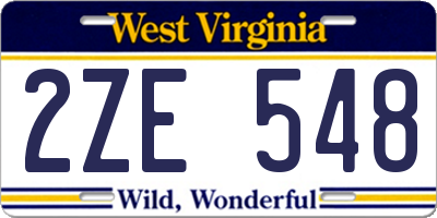WV license plate 2ZE548