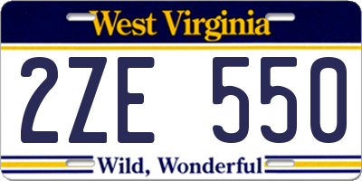 WV license plate 2ZE550