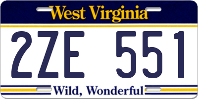 WV license plate 2ZE551