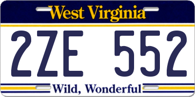 WV license plate 2ZE552
