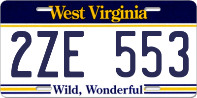 WV license plate 2ZE553