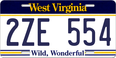 WV license plate 2ZE554