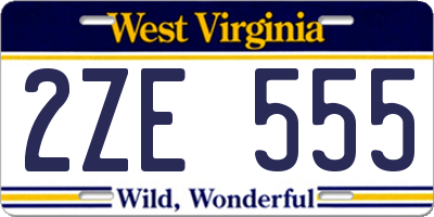 WV license plate 2ZE555