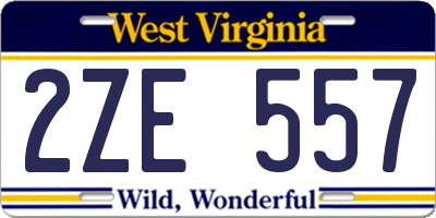 WV license plate 2ZE557