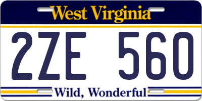 WV license plate 2ZE560