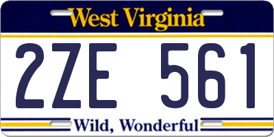 WV license plate 2ZE561