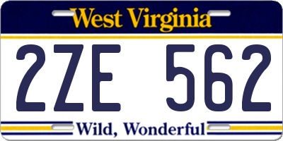 WV license plate 2ZE562