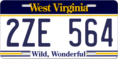 WV license plate 2ZE564