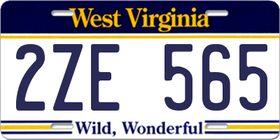 WV license plate 2ZE565