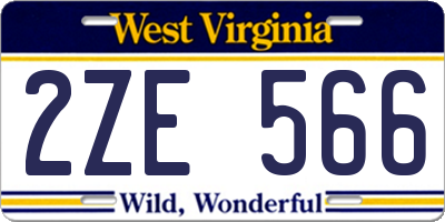 WV license plate 2ZE566