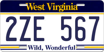 WV license plate 2ZE567