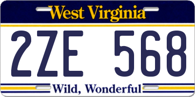 WV license plate 2ZE568